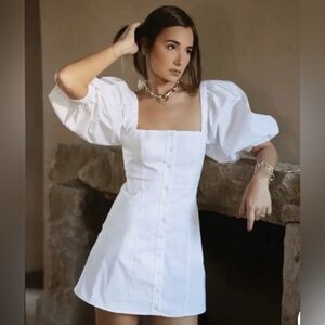 Danielle Bernstein Puff Sleeve White Dress